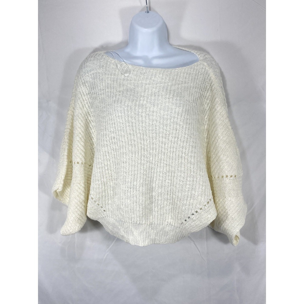 Mahina Moon Cropped Sweater Womans Size Medium vory Dolman Sleeve Boat Neck
